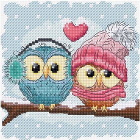 Embroidery kit Two Cute Owls 